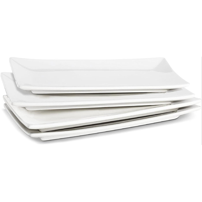 lameishuju Serving Platter, 10 Inches Rectangle Serving Plates, White